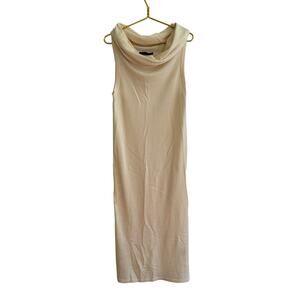 Nicholas K Cream Cowl Neck Sleeveless Wool Blend Midi Dress Size Medium *Flawed